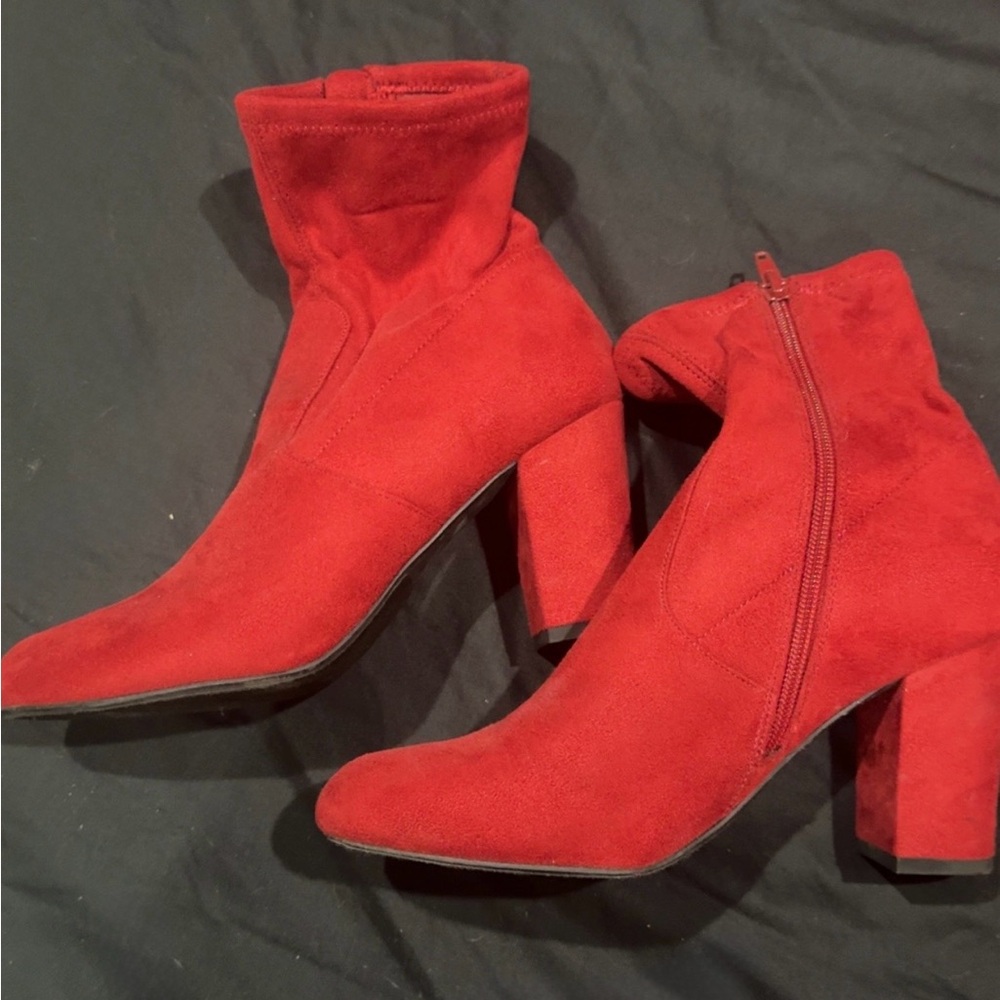 Red Suede Ankle Boots